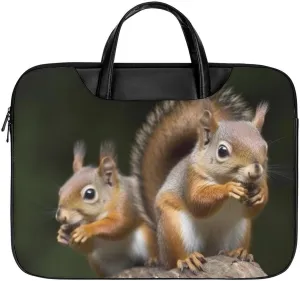Laptop Bag for Women Men 15.6 In Waterproof Leather Computer Bags Squirrel Animal Laptop Tote Bag Lightweight Messenger Bag Casual Briefcase Handbag for Office, Work