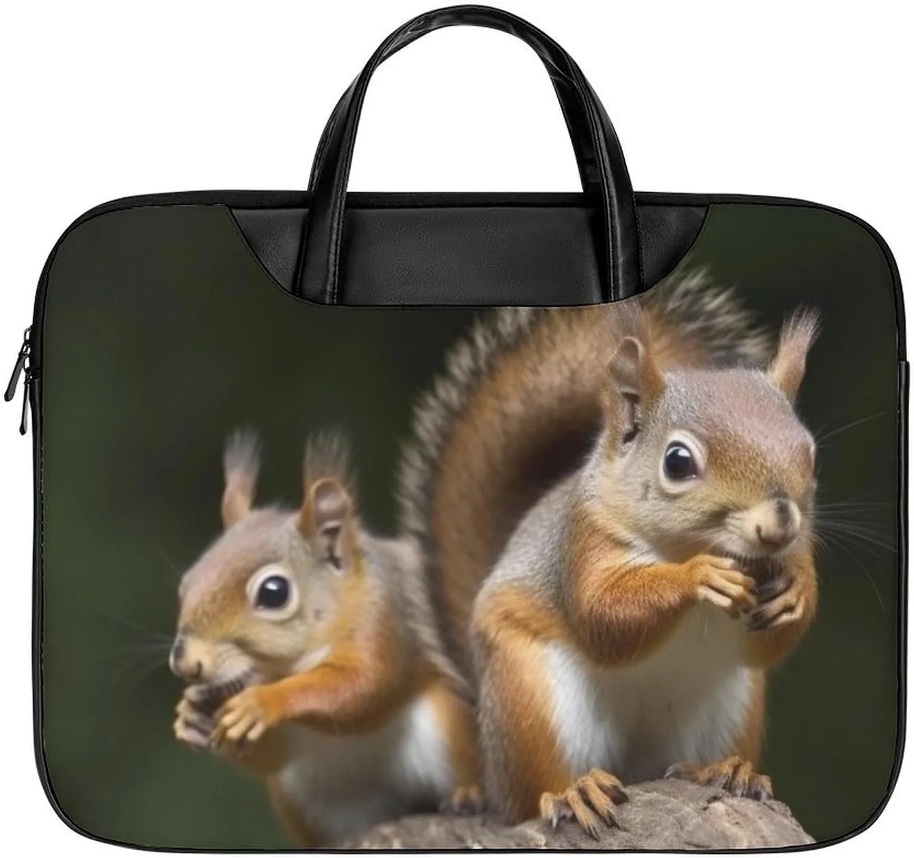 Laptop Bag for Women Men 15.6 In Waterproof Leather Computer Bags Squirrel Animal Laptop Tote Bag Lightweight Messenger Bag Casual Briefcase Handbag for Office, Work