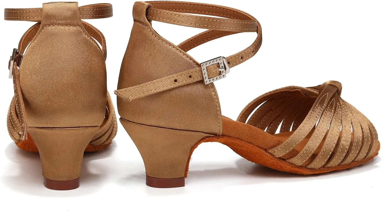 Latin Ballroom Dance Shoes Girls Latin Dance Shoes Low Heels Salsa Tango Professional Performance Practice Dance Shoes for Girls Kids