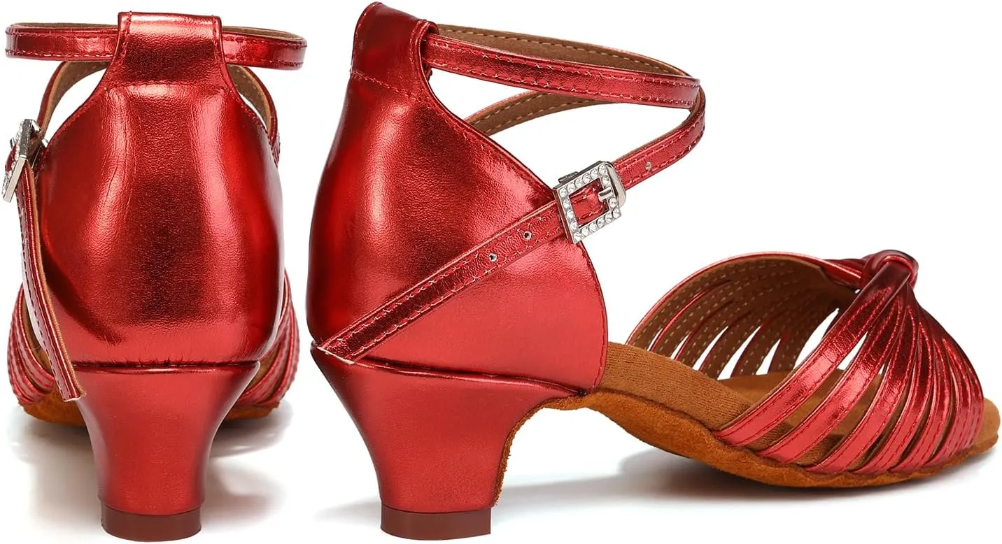 Latin Ballroom Dance Shoes Girls Latin Dance Shoes Low Heels Salsa Tango Professional Performance Practice Dance Shoes for Girls Kids