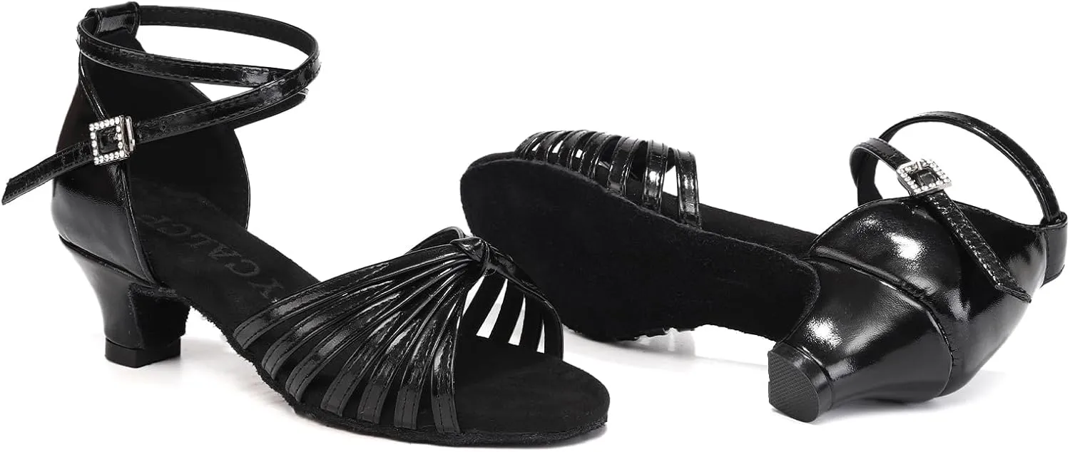 Latin Ballroom Dance Shoes Girls Latin Dance Shoes Low Heels Salsa Tango Professional Performance Practice Dance Shoes for Girls Kids