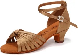 Latin Ballroom Dance Shoes Girls Latin Dance Shoes Low Heels Salsa Tango Professional Performance Practice Dance Shoes for Girls Kids