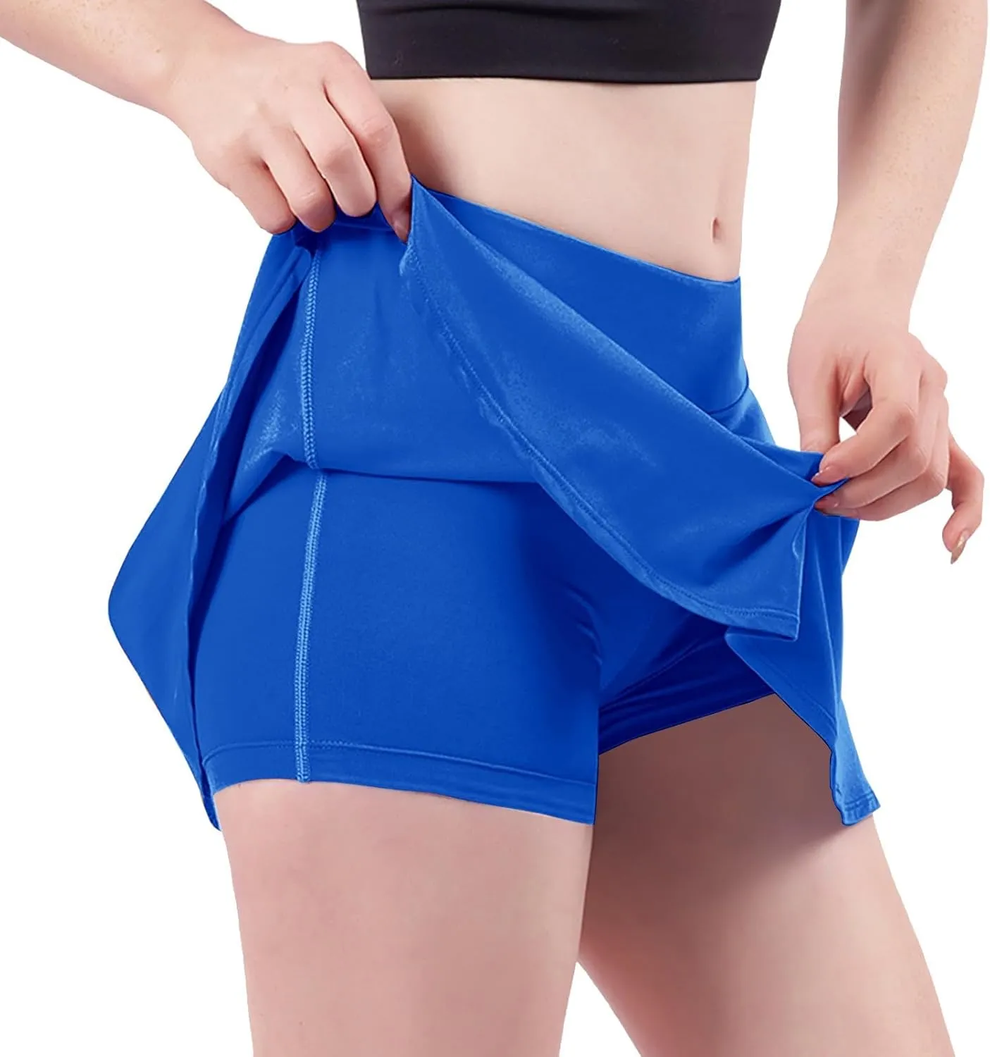LCMTWX Lightweight High Waist Mid Waist Culottes Short Skirts Skinny Pants High Waisted Pleated Sports Skort with Pockets