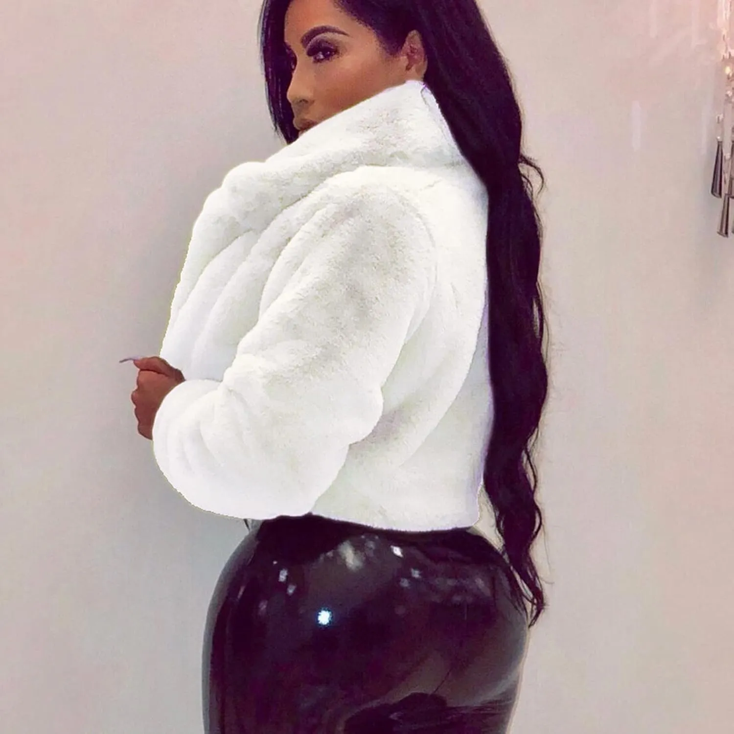 LCMTWX Trench Coat for Women 2023 Furry Women Long Jacket Faux Sleeve Short Warm Women's Coat Cropped Jacket Puffer