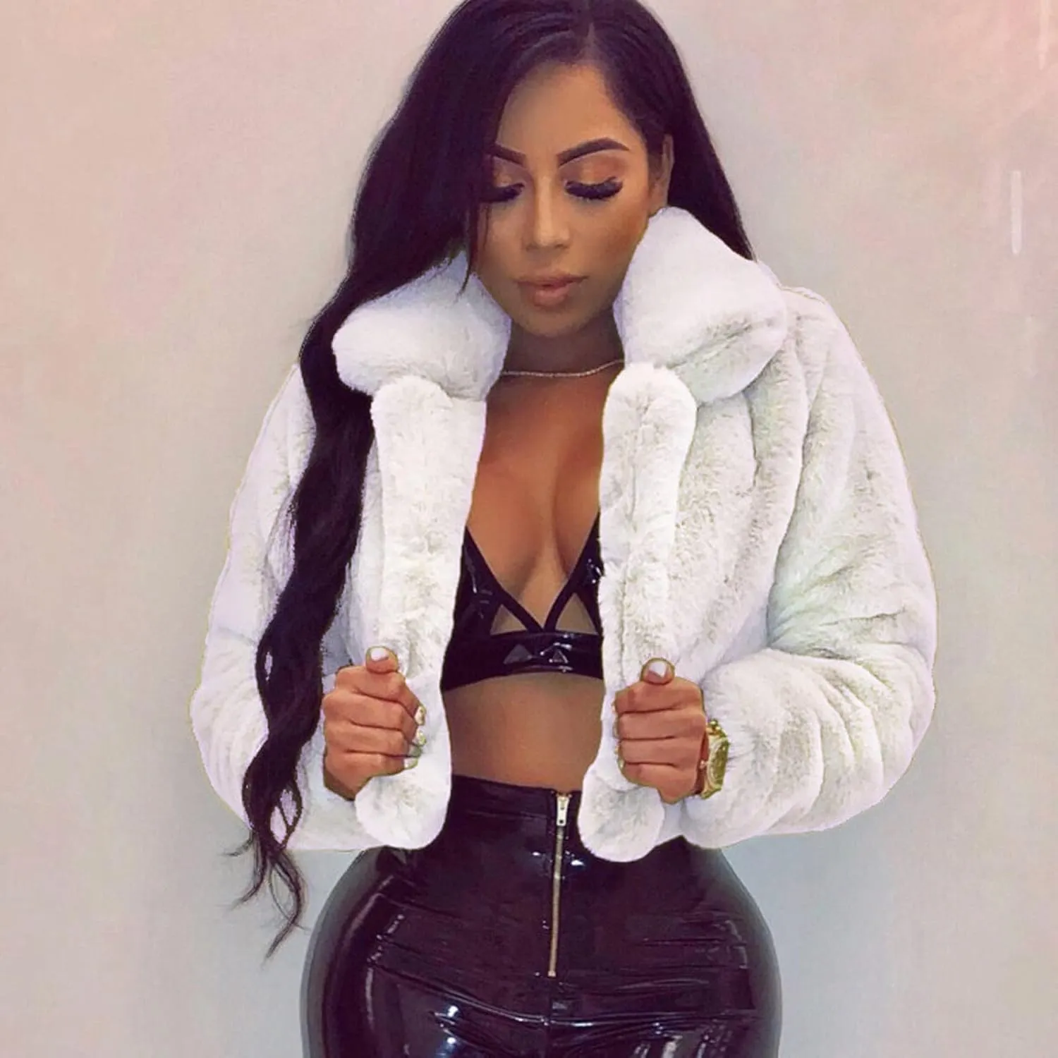 LCMTWX Trench Coat for Women 2023 Furry Women Long Jacket Faux Sleeve Short Warm Women's Coat Cropped Jacket Puffer