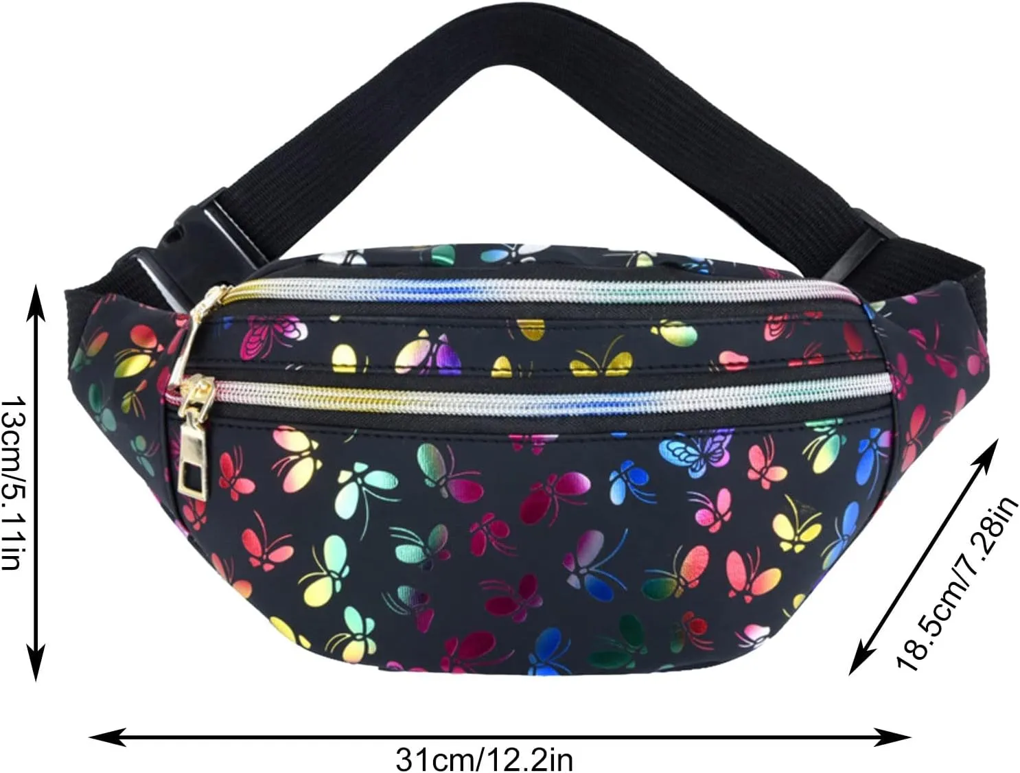 Leather Handbags Fashion Double Zipper Waist Bag Color Trend Printing Women And Men Chest Bag Summer PU Mobile