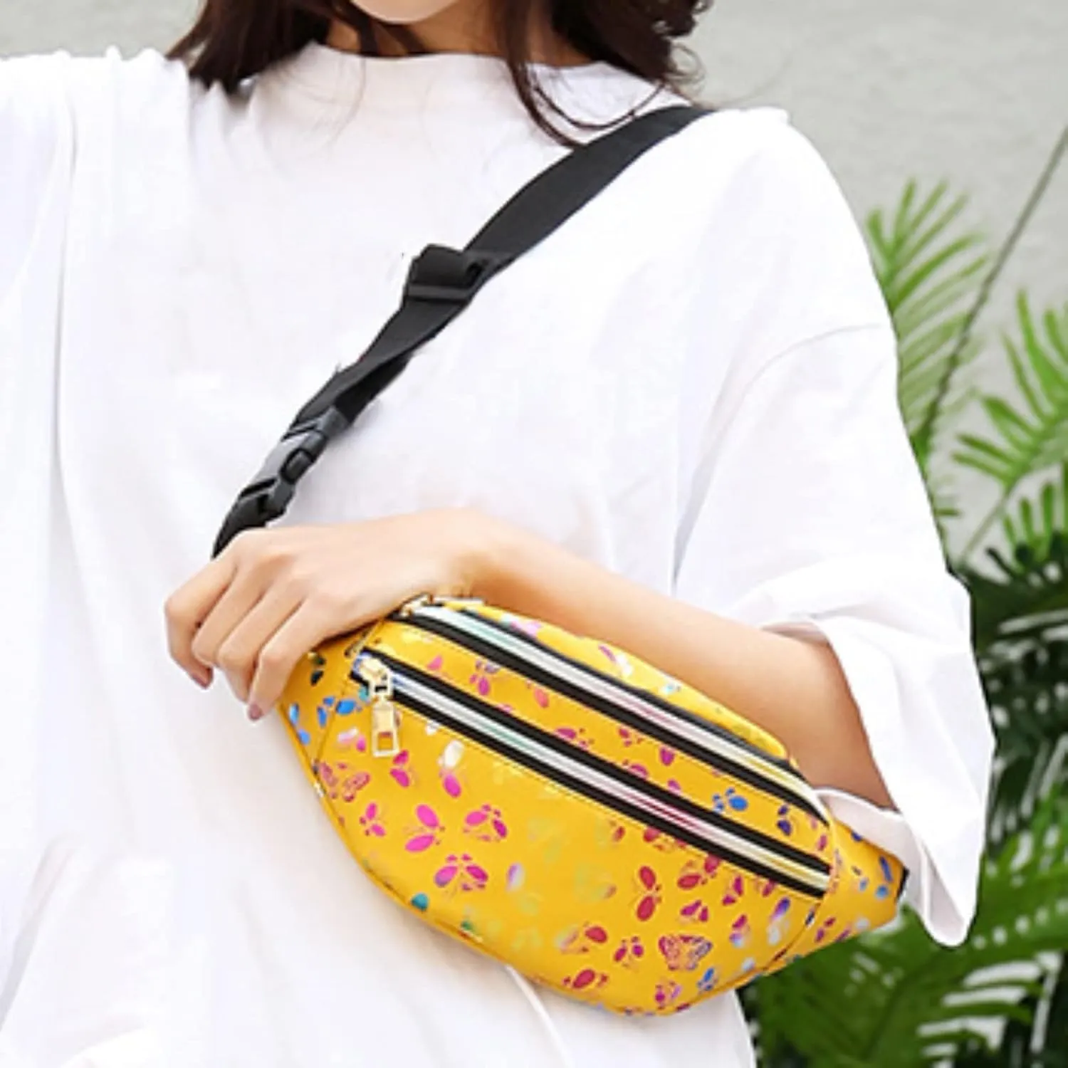 Leather Handbags Fashion Double Zipper Waist Bag Color Trend Printing Women And Men Chest Bag Summer PU Mobile
