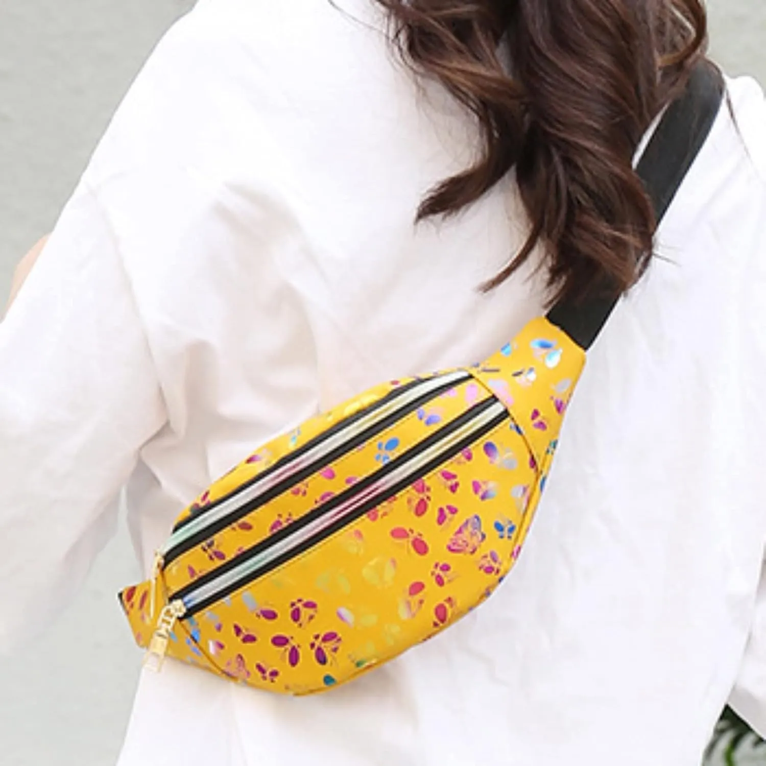 Leather Handbags Fashion Double Zipper Waist Bag Color Trend Printing Women And Men Chest Bag Summer PU Mobile