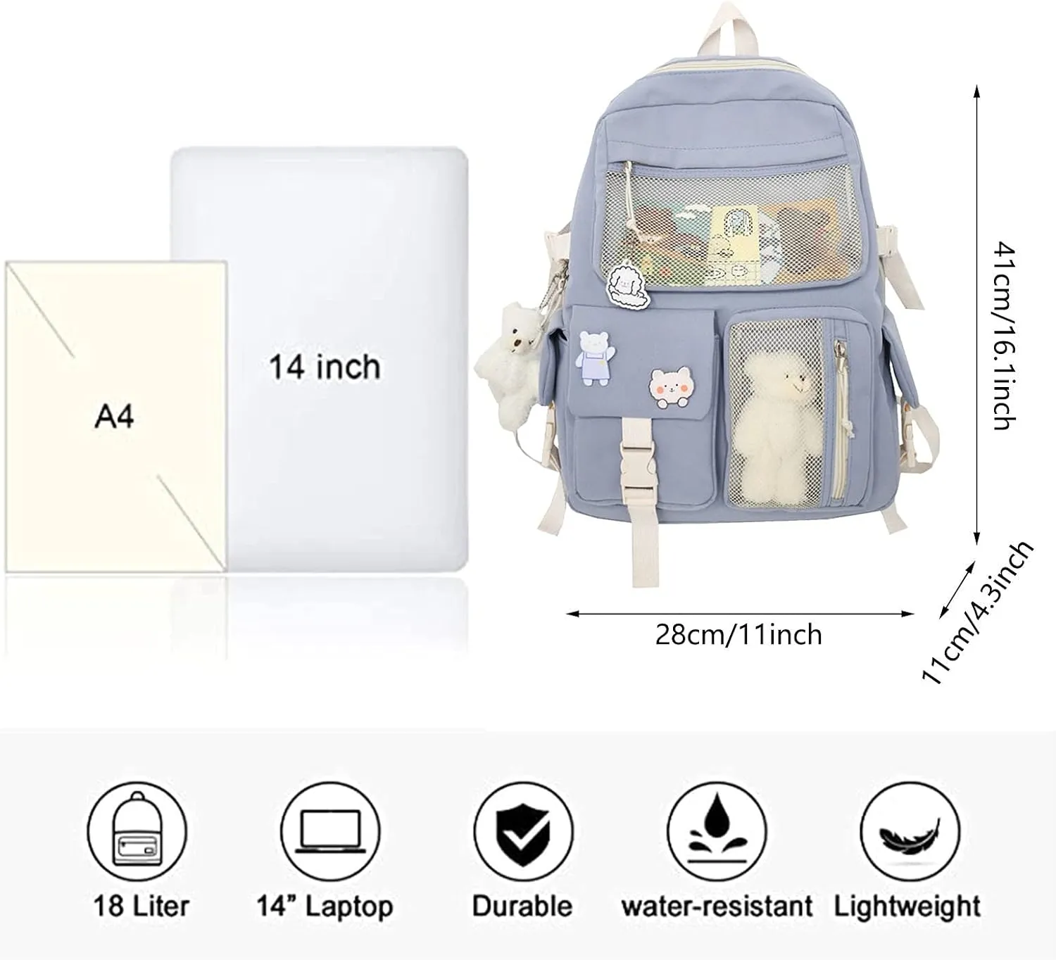 Leather Travel Backpack for Women Convertible Shoulder Bags with Wristlet for Work College Clear Mini Backpack(Blue)