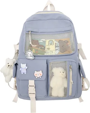 Leather Travel Backpack for Women Convertible Shoulder Bags with Wristlet for Work College Clear Mini Backpack(Blue)