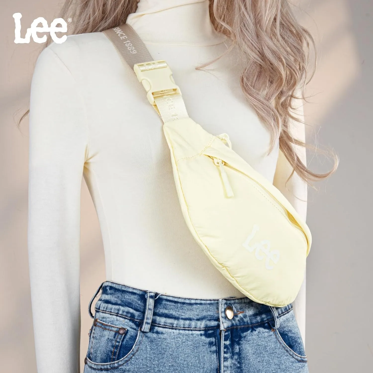 Lee Fanny Packs for Women Water-Resistant Crossbody Bag Lightweight Waist Pack for Travel & Everyday Use, Beige
