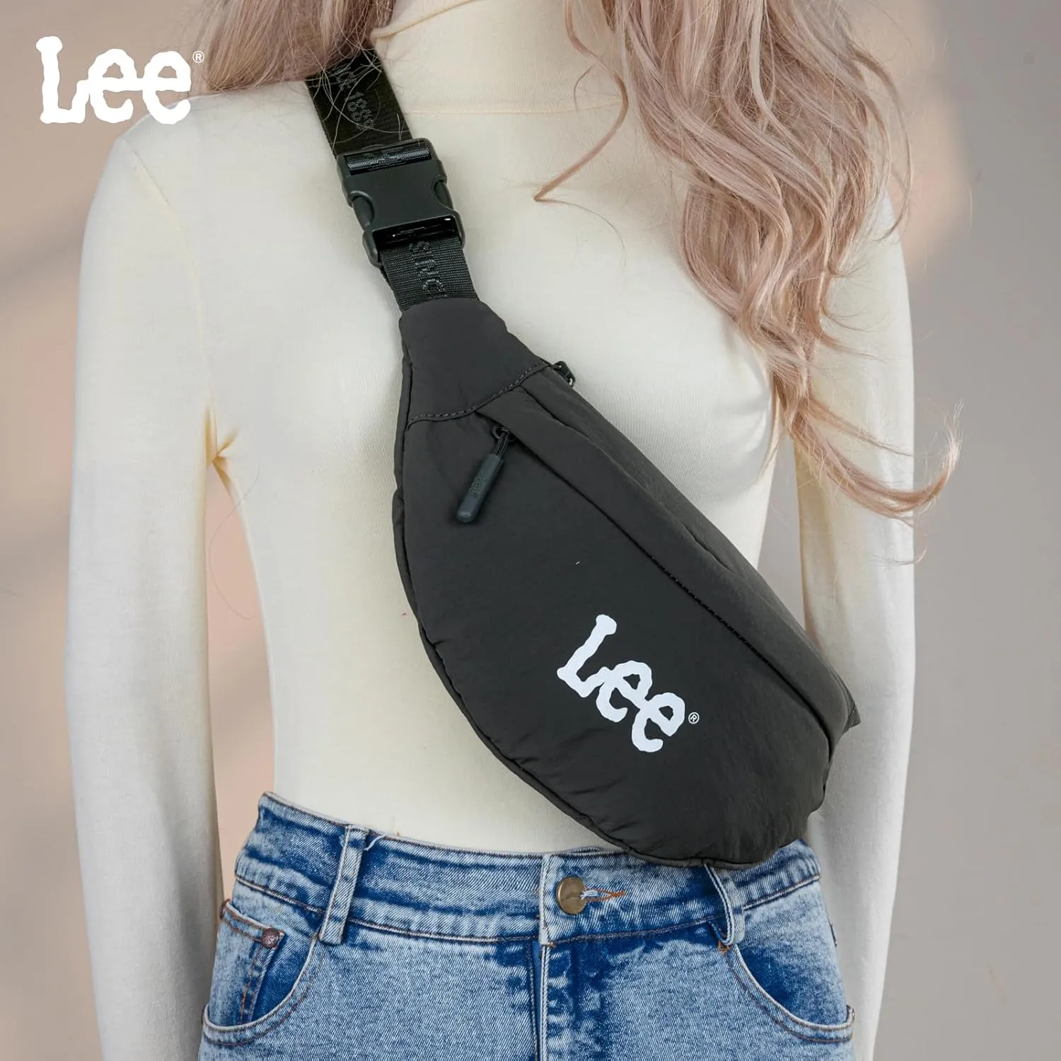 Lee Fanny Packs for Women Water-Resistant Crossbody Bag Lightweight Waist Pack for Travel & Everyday Use, Dark Gray