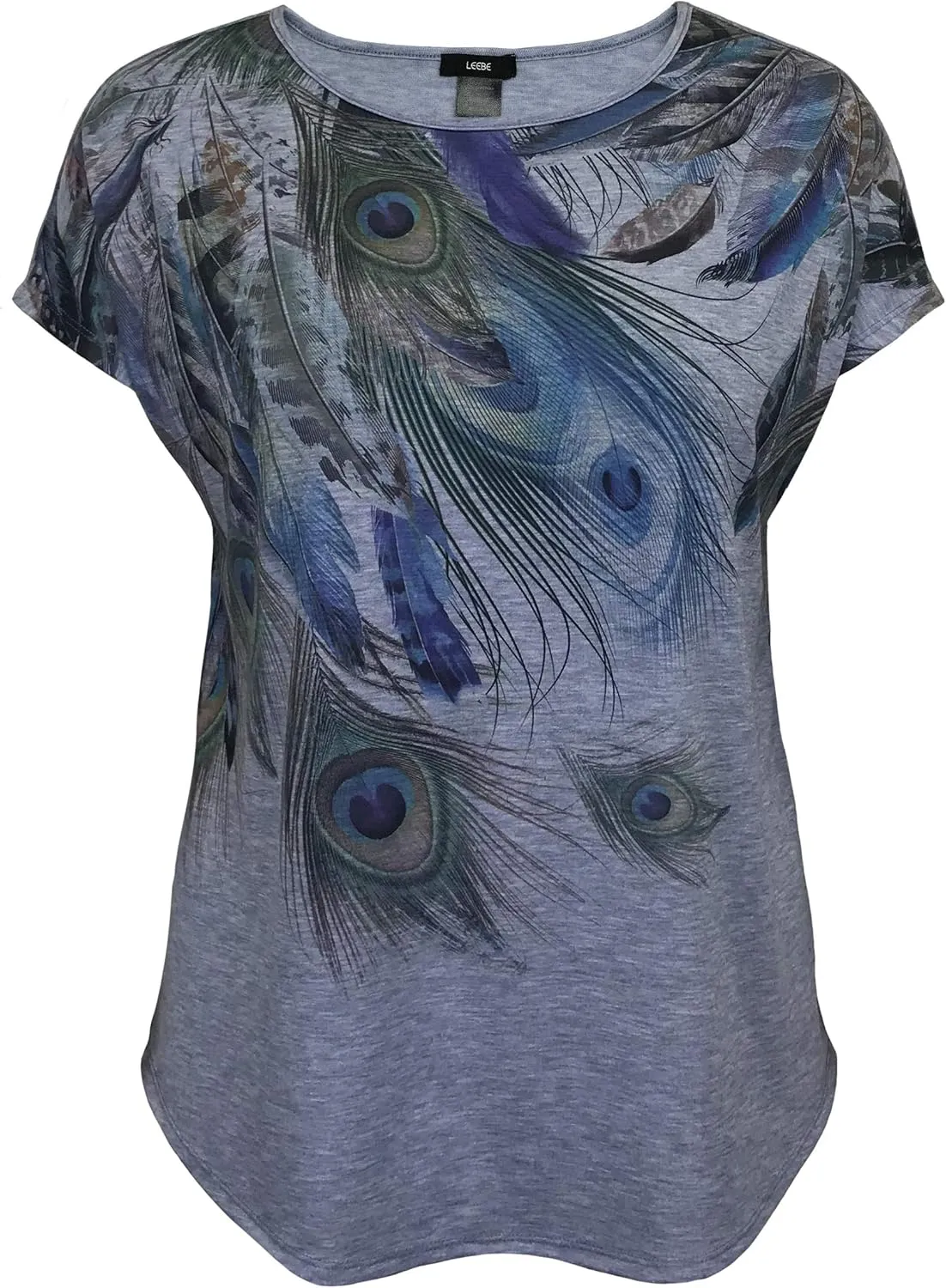 LEEBE Women and Plus Size Crew Neck Dolman Short Sleeve Print Top (Small-5X)