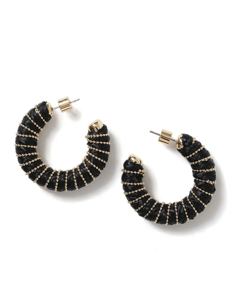 Liars & Lovers Raffia Wrapped Black Hoop Earrings