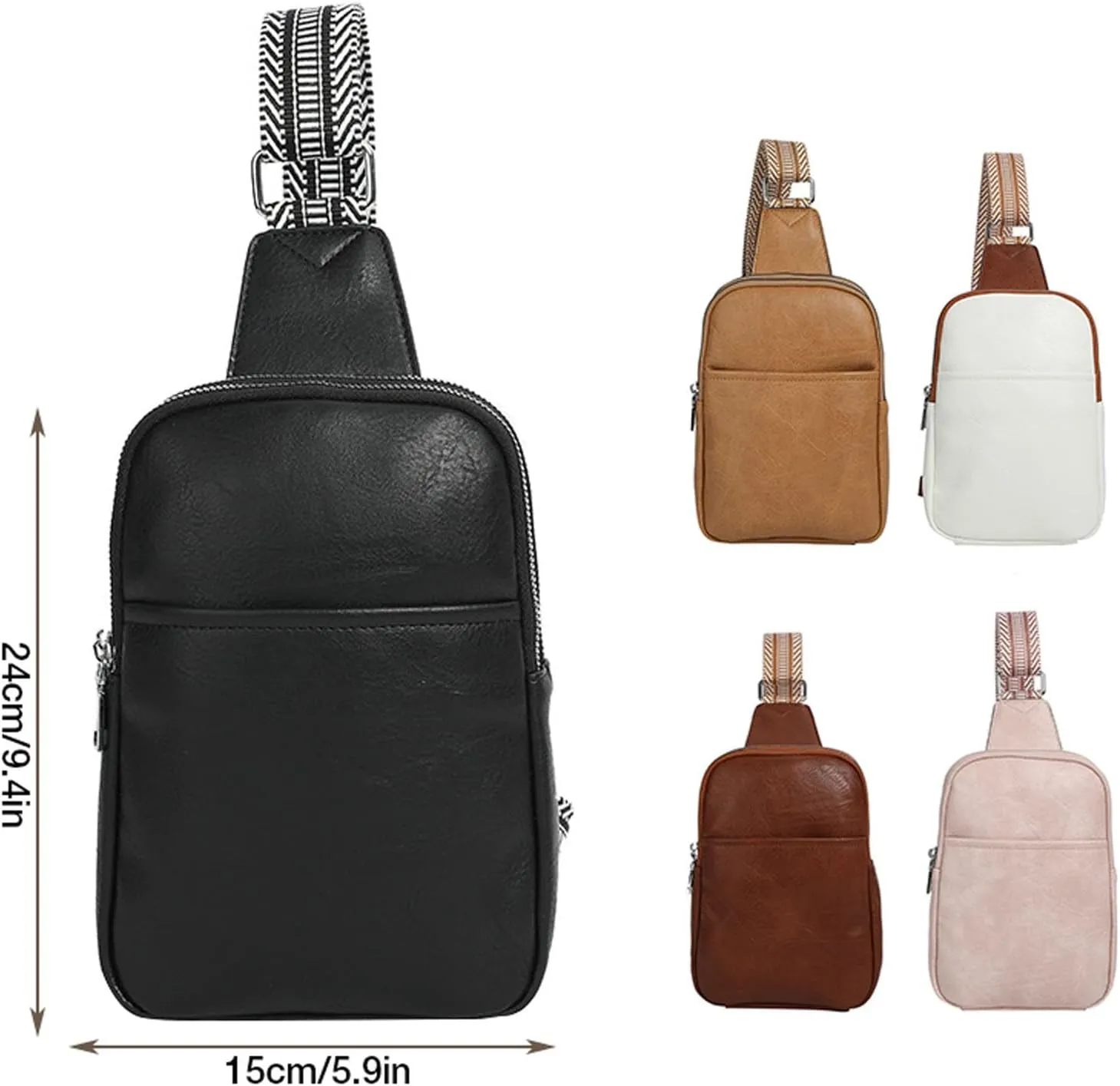 Lightweight Packable Backpack Sling Bag For Women Vegan Leather Fanny Pack Crossbody Bags Chest Bag For Women