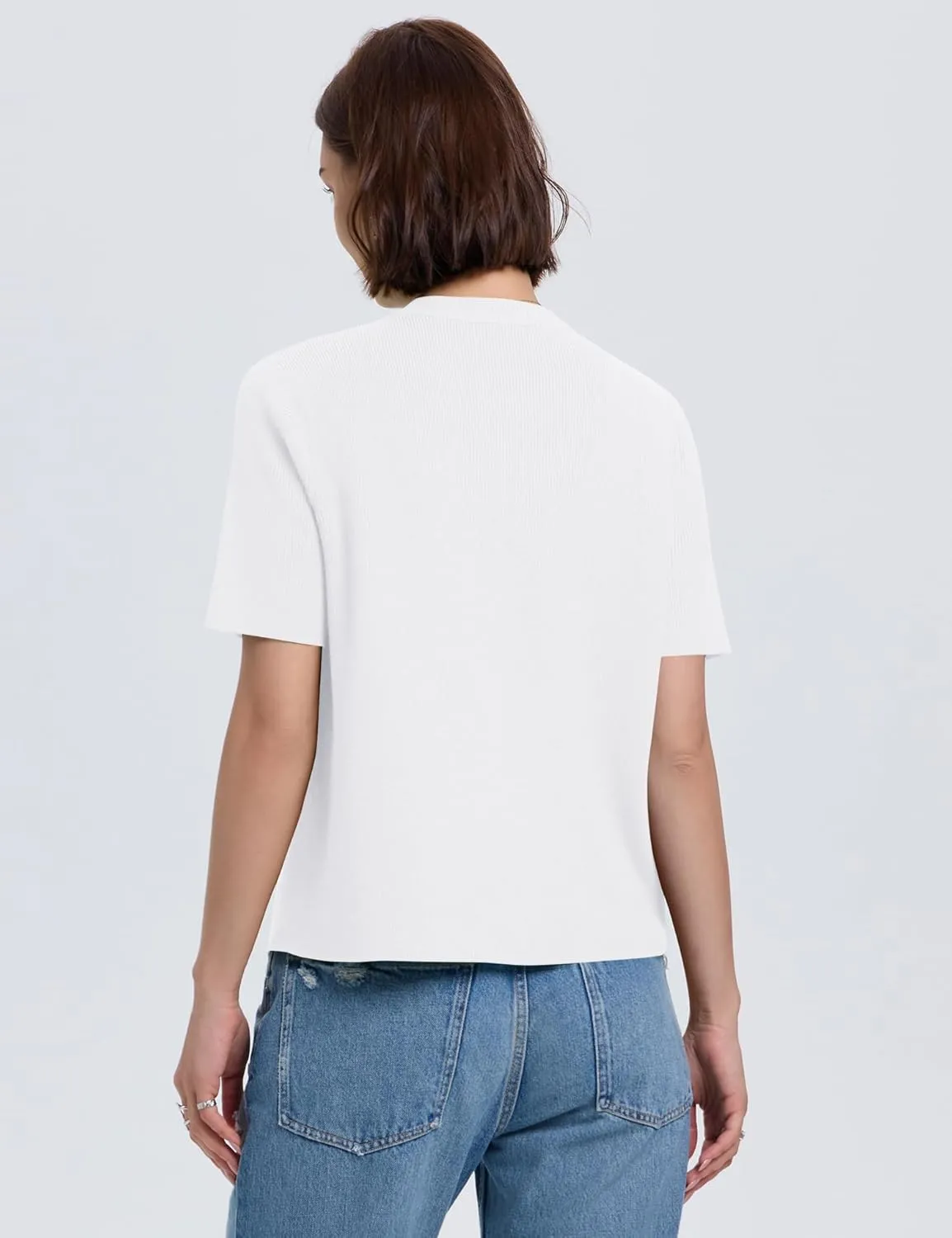 LOMON Womens Spring Summer Short Sleeve Cardigan Sweaters Trendy Crew Neck Button Down Lightweight Knit Outfit Y2k Clothes
