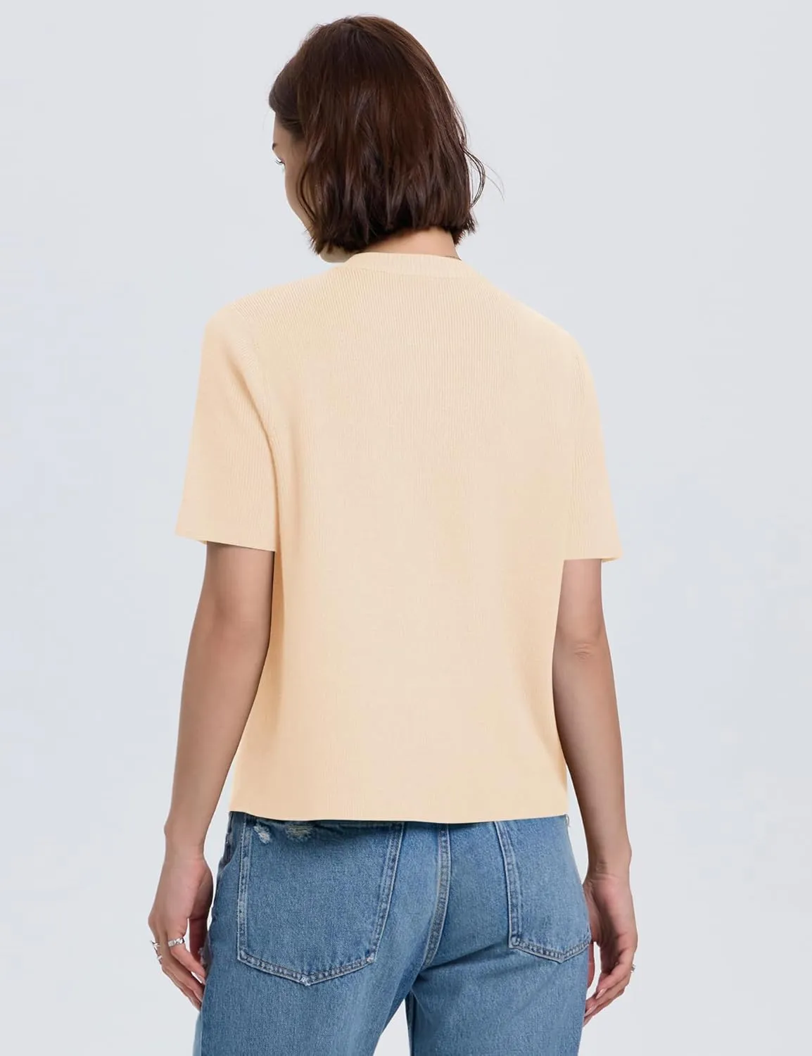LOMON Womens Spring Summer Short Sleeve Cardigan Sweaters Trendy Crew Neck Button Down Lightweight Knit Outfit Y2k Clothes