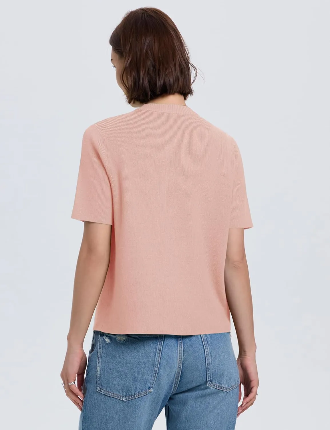 LOMON Womens Spring Summer Short Sleeve Cardigan Sweaters Trendy Crew Neck Button Down Lightweight Knit Outfit Y2k Clothes