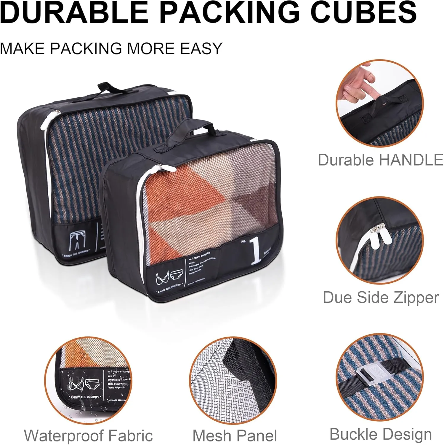 Luggage Organizer Bags For Travel - 4 Set Of Packing Cube for Suitcases - Packing Cubes For Travel-Packing Cubes For Carry On Suitcase Luggage(4 black) (4 Black)
