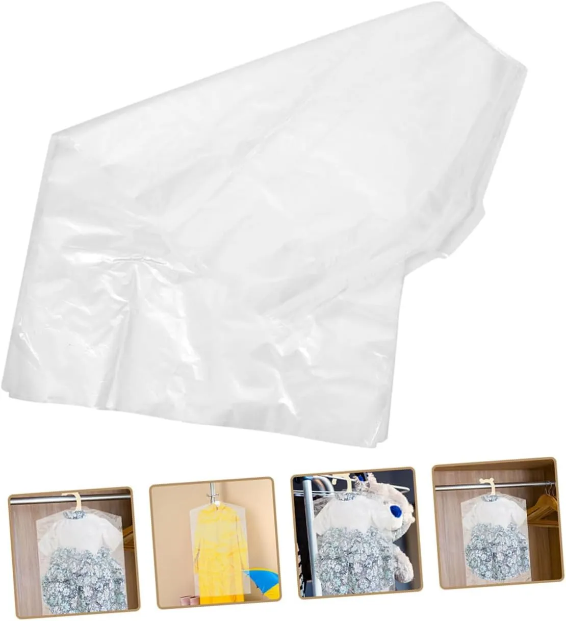 Luxshiny Garment Bag Storage 25pcs Plastic Hanging Dress Bags for Gowns Wedding Dresses