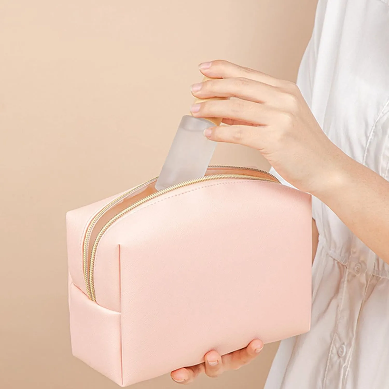 Makeup Bags for Women 2025 New Upgrade PU Leather Waterproof Large Capacity Portable Small Makeup Pouch,Travel Toiletry Bag,Travel Cosmetic Bag,Small Makeup Bag for Gifts Daughter Women Girls
