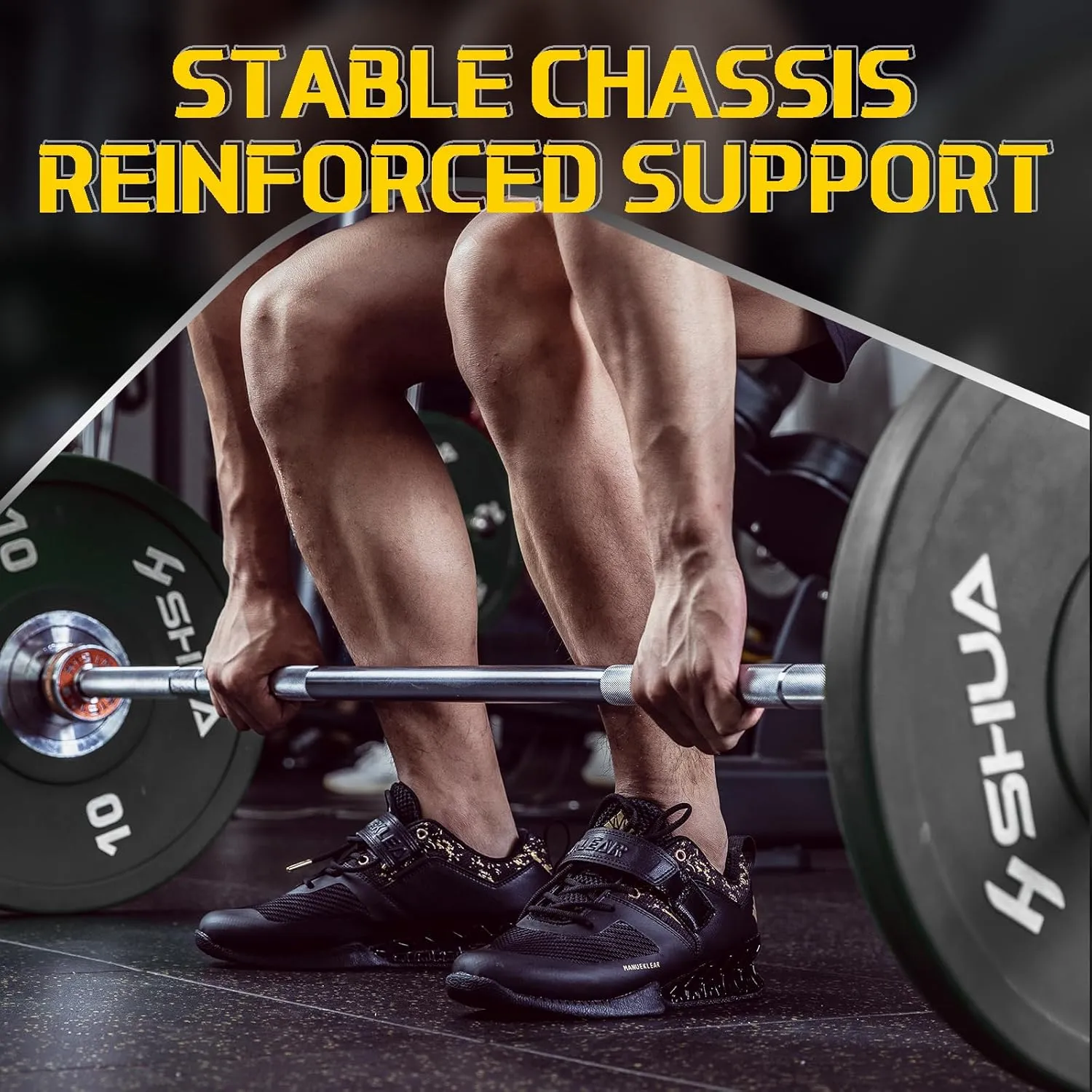 MANUEKLEAR Deadlift Shoes, Strong Anti-Slip Lifting Shoes for Men, Professional Training Weightlifting Shoes for Men and Women, Squat Shoes for Powerlifting with Rubber Non-Slip Sole