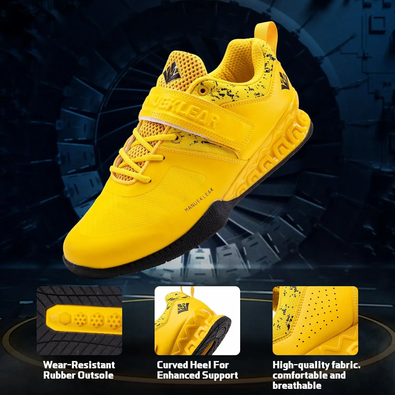 MANUEKLEAR Deadlift Shoes, Strong Anti-Slip Lifting Shoes for Men, Professional Training Weightlifting Shoes for Men and Women, Squat Shoes for Powerlifting with Rubber Non-Slip Sole