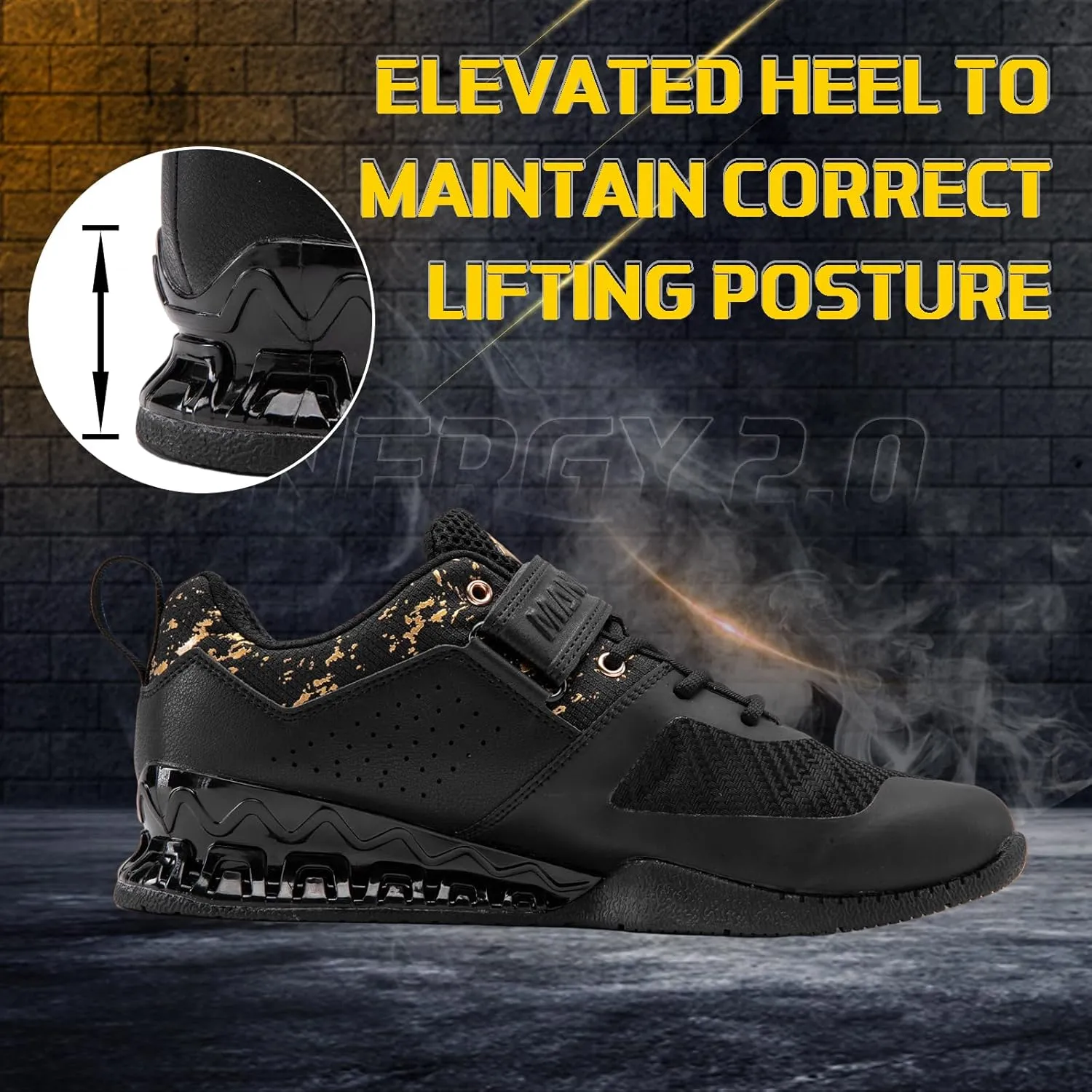 MANUEKLEAR Deadlift Shoes, Strong Anti-Slip Lifting Shoes for Men, Professional Training Weightlifting Shoes for Men and Women, Squat Shoes for Powerlifting with Rubber Non-Slip Sole