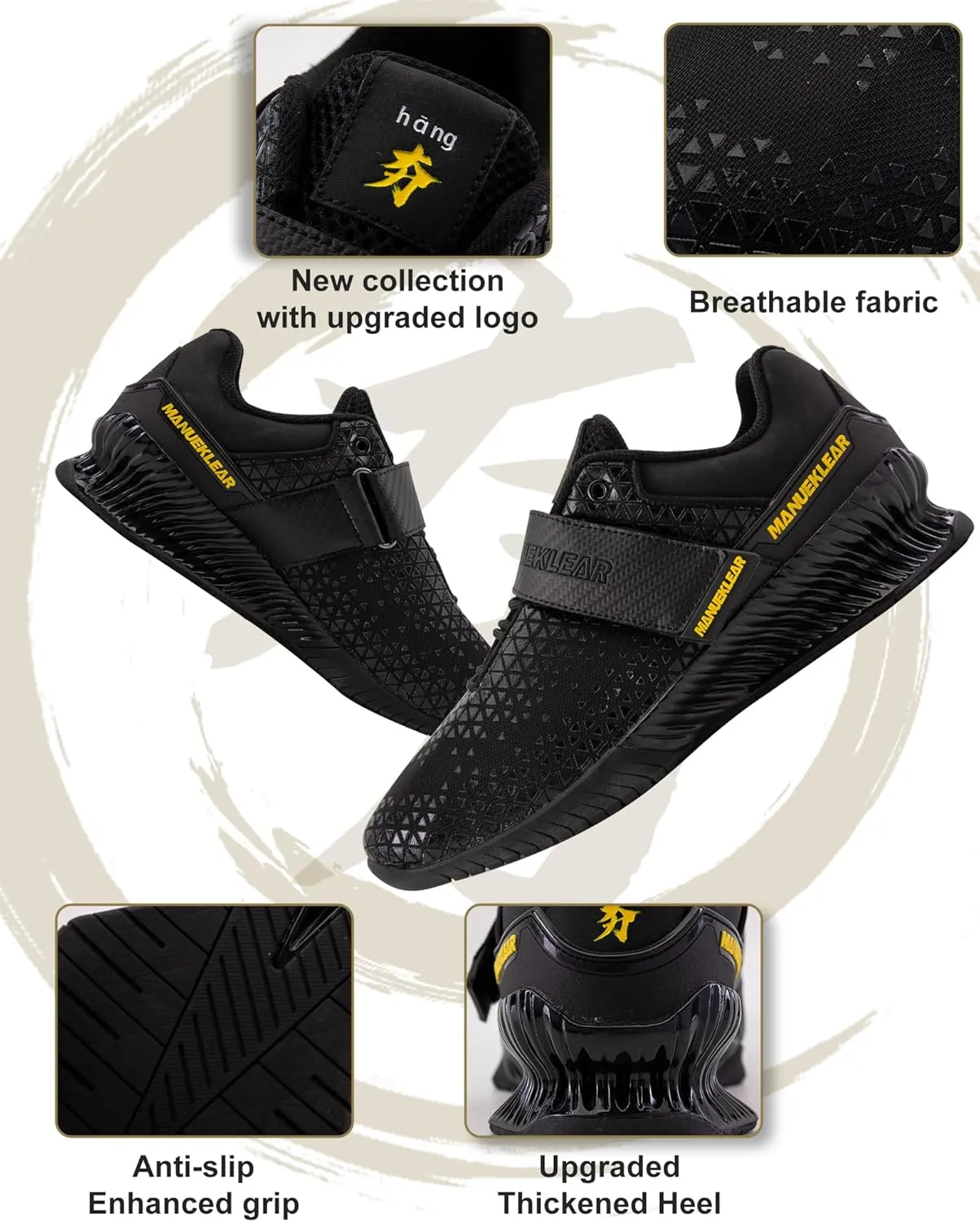 MANUEKLEAR Deadlift Shoes, Strong Anti-Slip Lifting Shoes for Men, Professional Training Weightlifting Shoes for Men and Women, Squat Shoes for Powerlifting with Rubber Non-Slip Sole