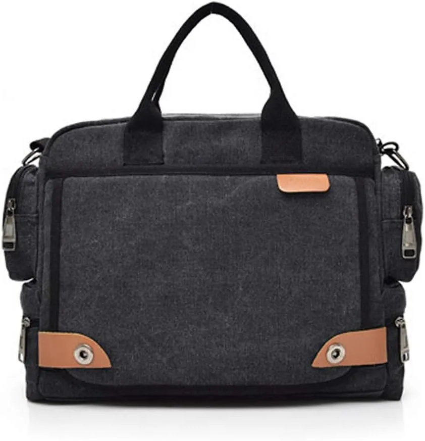 Men Canvas Messenger Bag Vintage Hand Bag Multifunction Travel Crossbody Bag Briefcase