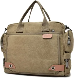 Men Canvas Messenger Bag Vintage Hand Bag Multifunction Travel Crossbody Bag Briefcase