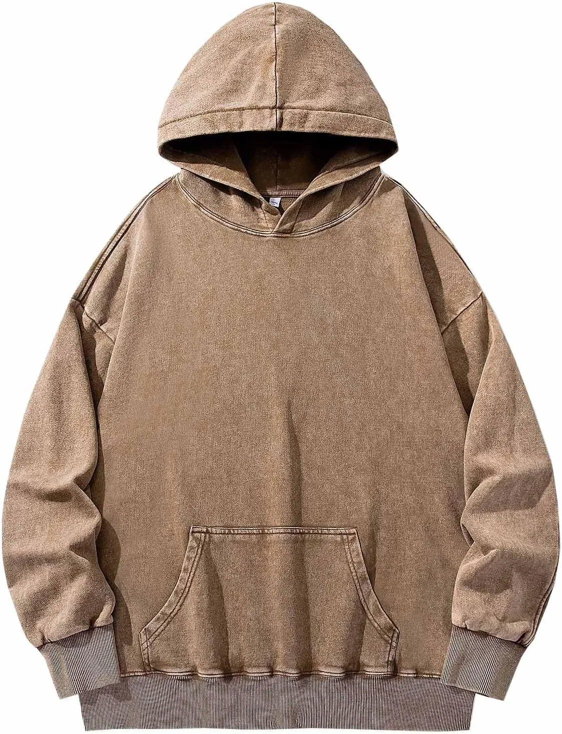 Men Casual Hoodies Plush Cotton Pullover Long Sleeve Oversized Sweatshirt Vintage Heavyweight Hoodie Men Streetwear