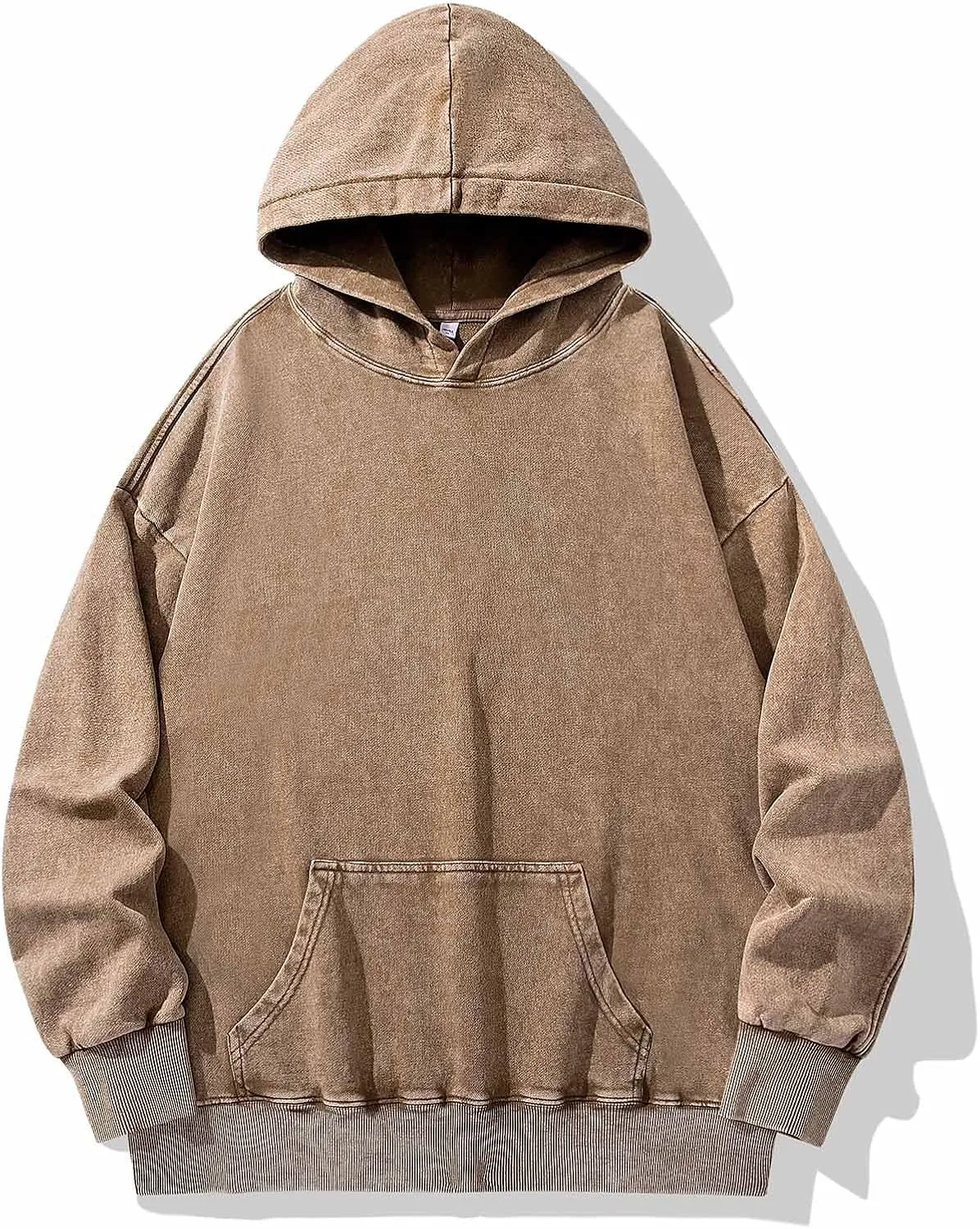 Men Casual Hoodies Plush Cotton Pullover Long Sleeve Oversized Sweatshirt Vintage Heavyweight Hoodie Men Streetwear