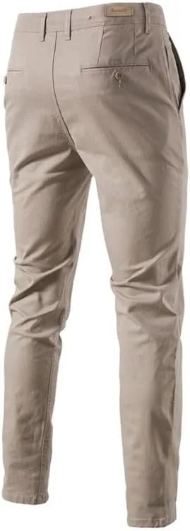 Mens Comfort Slim-fit Stretch Chino Pant Flat Front Solid Casual Pants