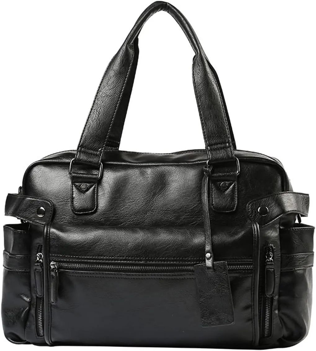 Mens Crossbody Bags Shoulder Bags, Genuine Leather Handbags Briefcases, Travel Bags for Men, Duffle Bags for Men, (Color : Black)