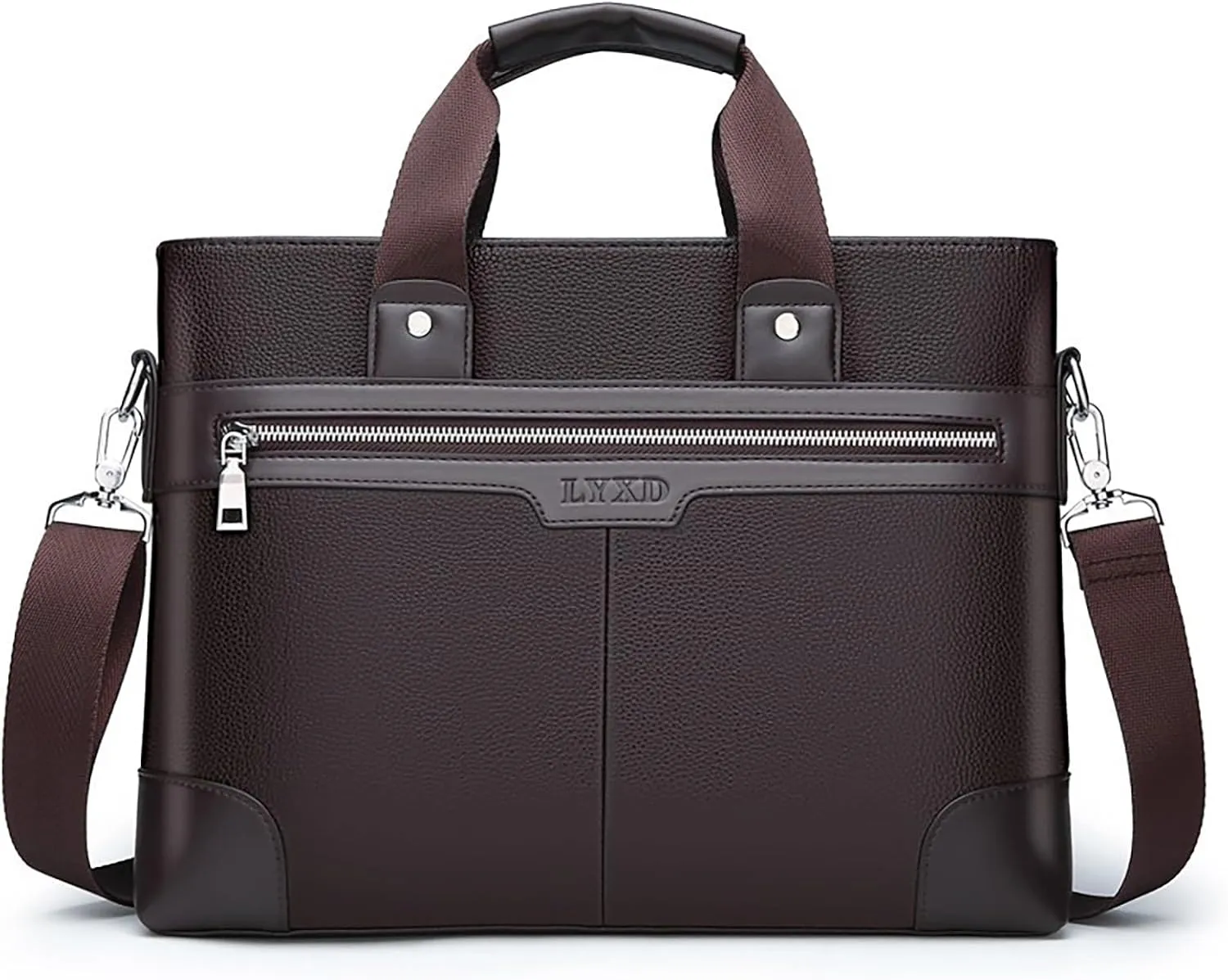 Men's Shoulder Bag Crossbody Bag Large Capacity PU Retro Briefcase Multifunctional Leather Bag Bag for (Brown, One Size)