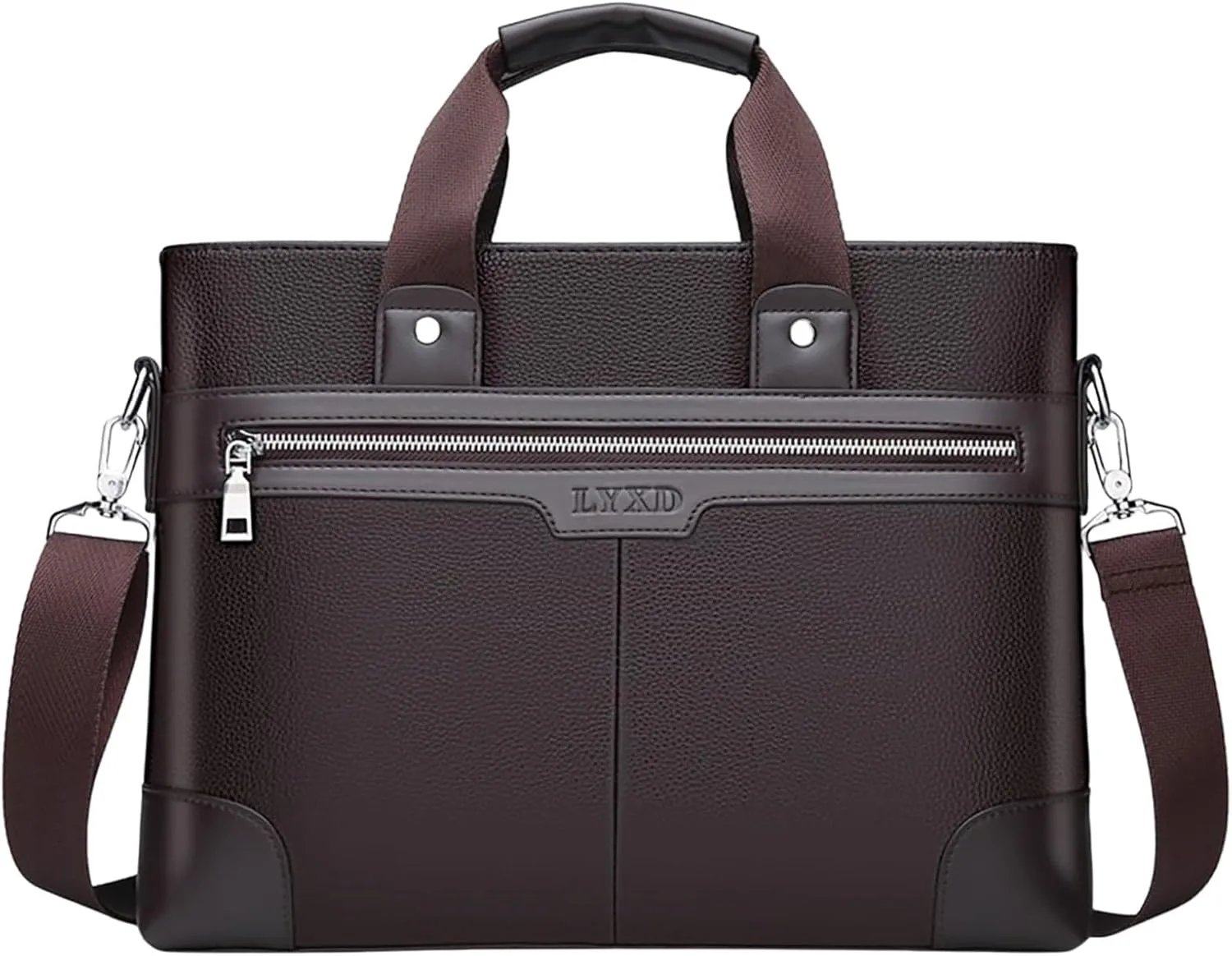 Men's Shoulder Bag Crossbody Bag Large Capacity PU Retro Briefcase Multifunctional Leather Bag Bag for (Brown, One Size)