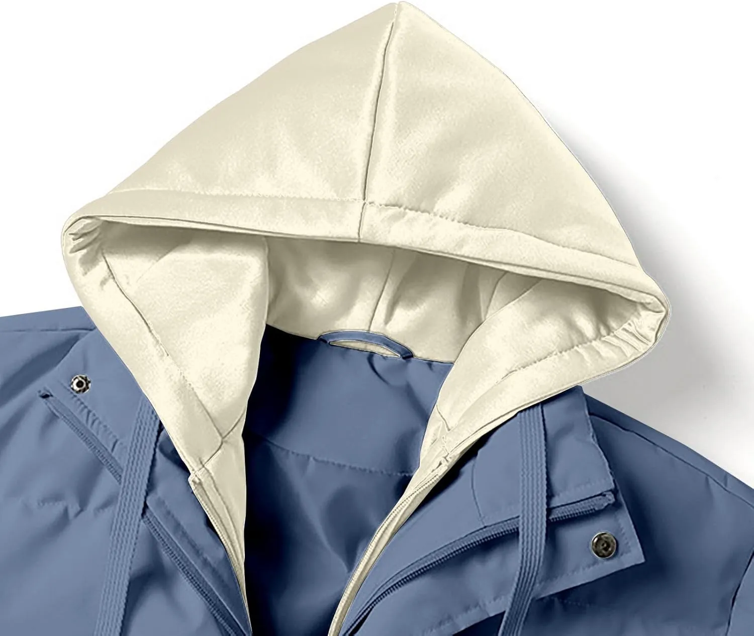 Mens Winter Thicken Puffer Jackets Long Sleeve Solid Full Zip Quilted Lined Down Bubble Coats Hooded Padded Jackets