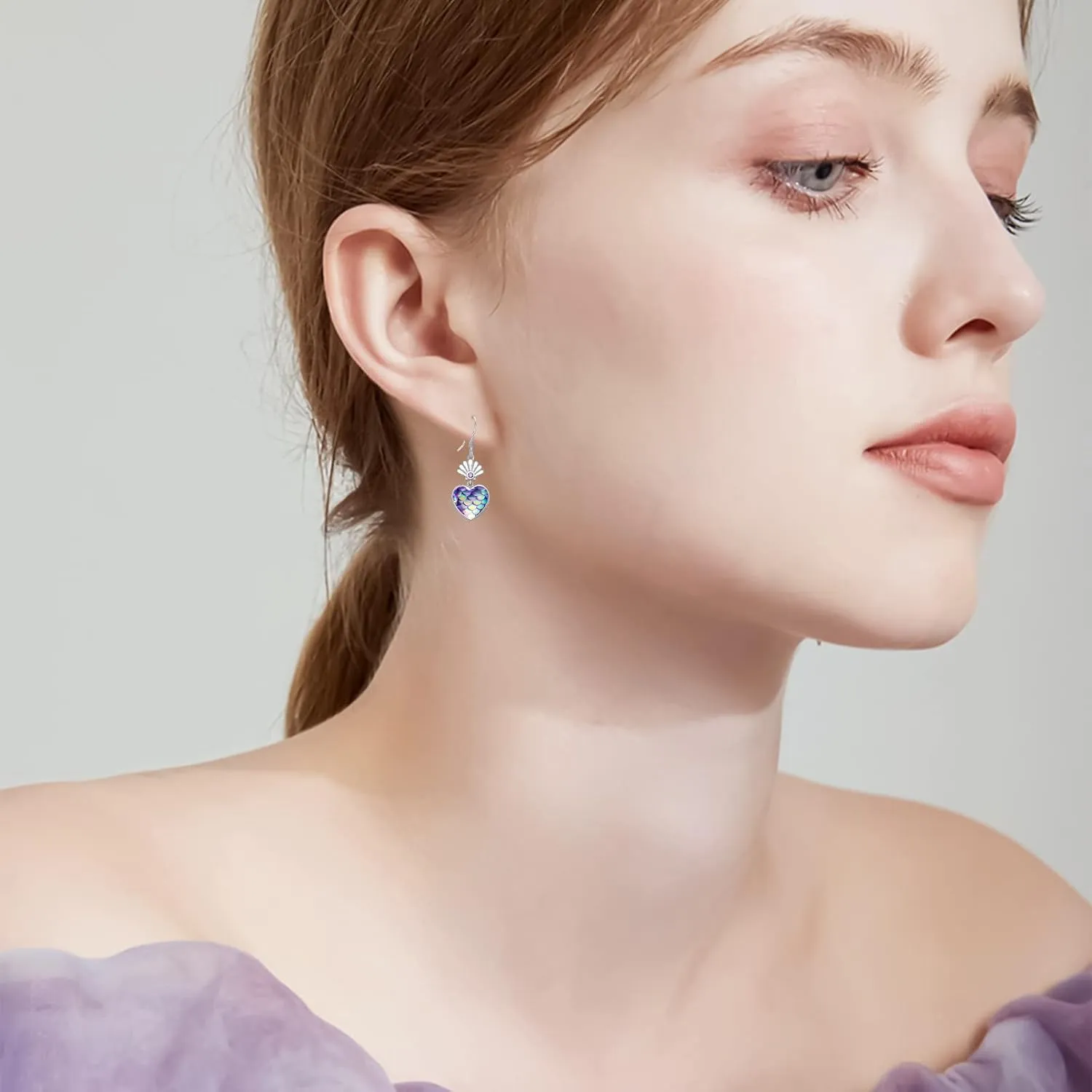 Mermaid Earrings Sterling Silver Rose Gold/Gold Bow Earrings Dangle with Pink Mermaid Hoop Earrings Halloween Christmas Bow Mermaid Jewelry Gifts for Women Girls
