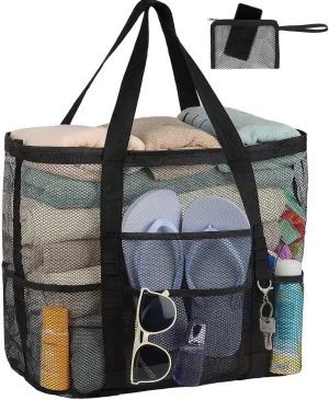Mesh Beach Bag Vacation Essentials - Large Tote Pool Bag for Women Vacation Essentials Beach Accessories