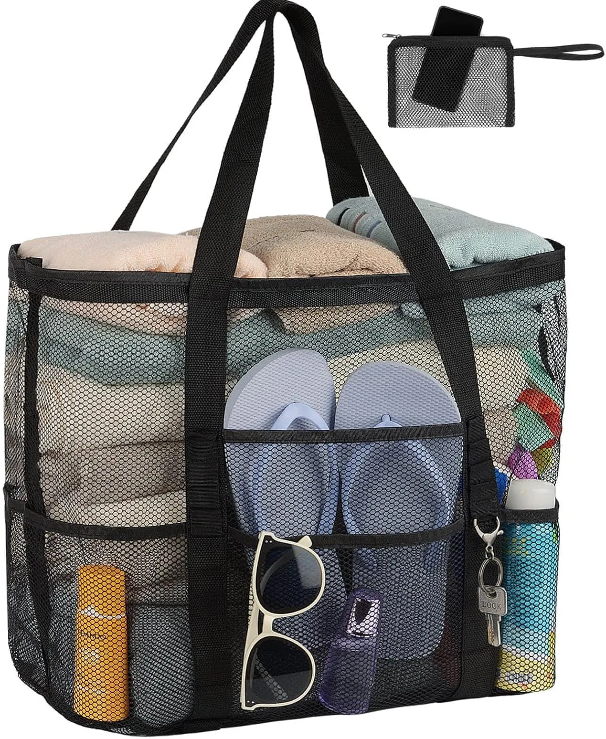 Mesh Beach Bag Vacation Essentials - Large Tote Pool Bag for Women Vacation Essentials Beach Accessories