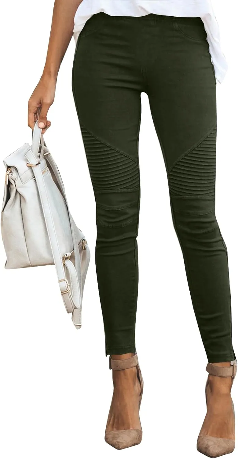 midelxp Plus Size Jeggings for Women Super Stretchy Cropped Pencil Pants with Zipper Bottom Comfy Dressy Leggings with Pocket