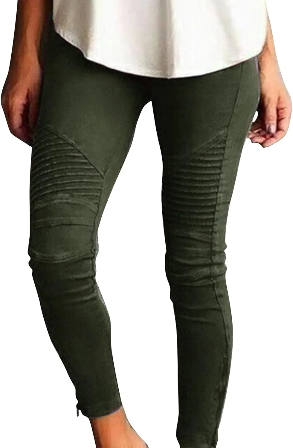 midelxp Plus Size Jeggings for Women Super Stretchy Cropped Pencil Pants with Zipper Bottom Comfy Dressy Leggings with Pocket