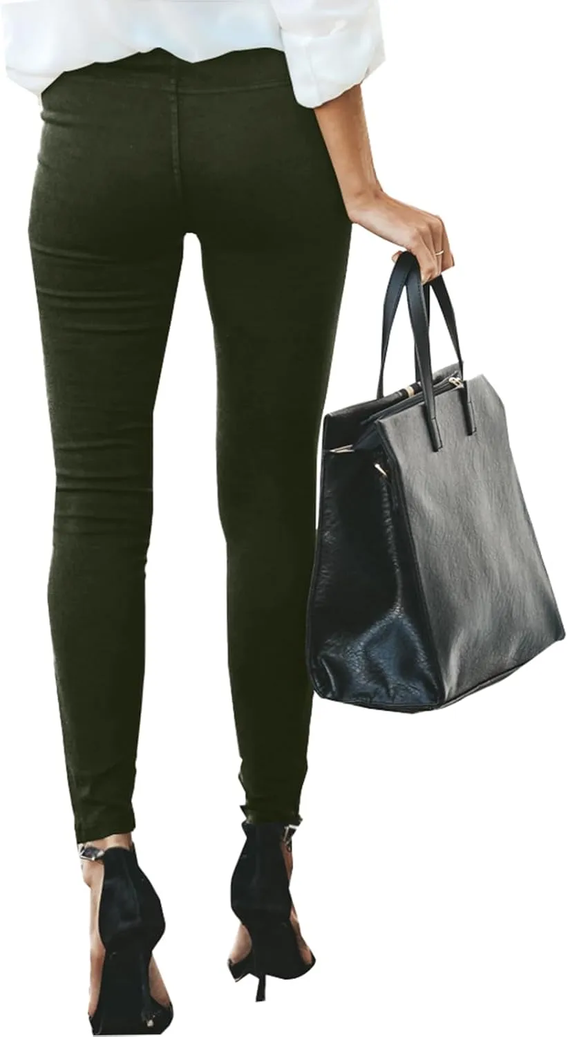 midelxp Plus Size Jeggings for Women Super Stretchy Cropped Pencil Pants with Zipper Bottom Comfy Dressy Leggings with Pocket