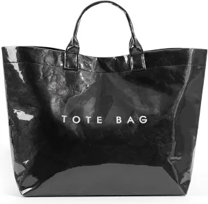 MINGRI Large Tote Bags for Women PVC Clear Totes Bag Plastic Carry All Bag Kraft Paper Shoulder Handbag Hobo for Work Travel