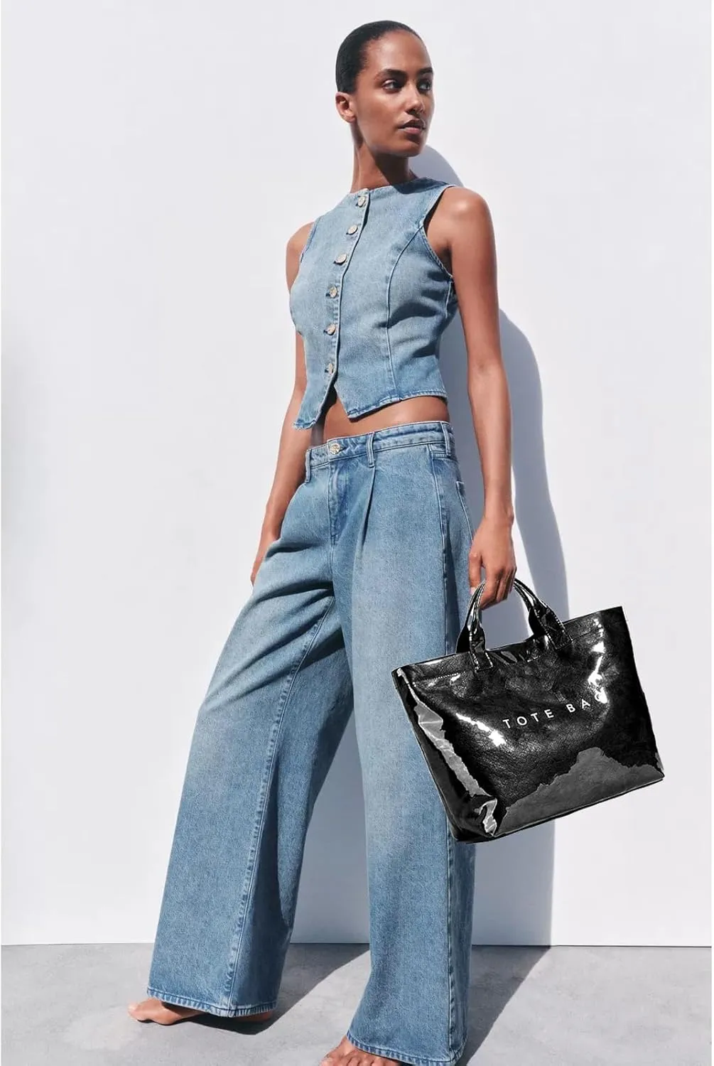 MINGRI Large Tote Bags for Women PVC Clear Totes Bag Plastic Carry All Bag Kraft Paper Shoulder Handbag Hobo for Work Travel