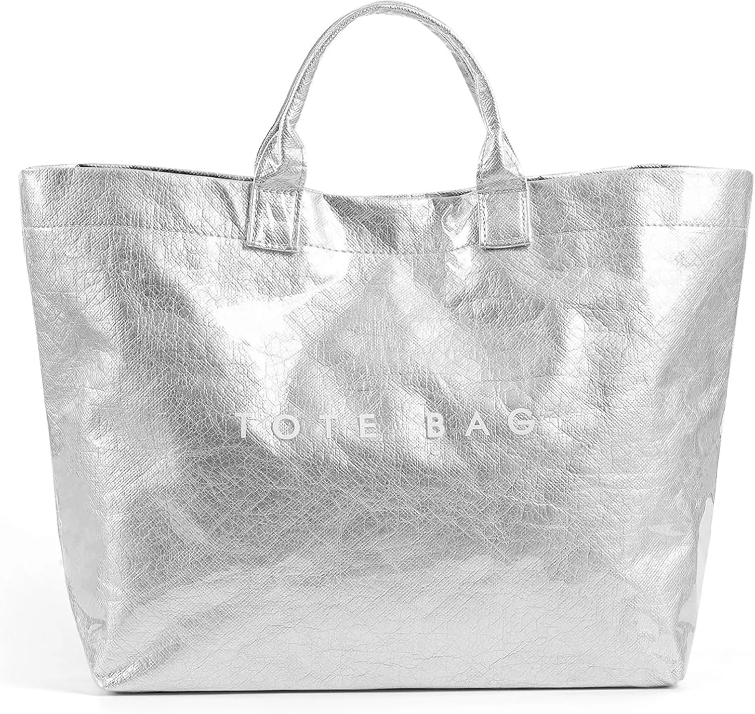 MINGRI Large Tote Bags for Women PVC Clear Totes Bag Plastic Carry All Bag Kraft Paper Shoulder Handbag Hobo for Work Travel