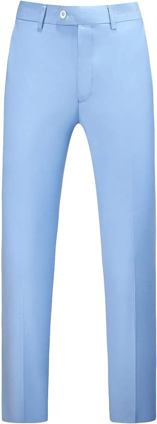 MOGU Mens Front Flat Casual Dress Pants Slim Fit