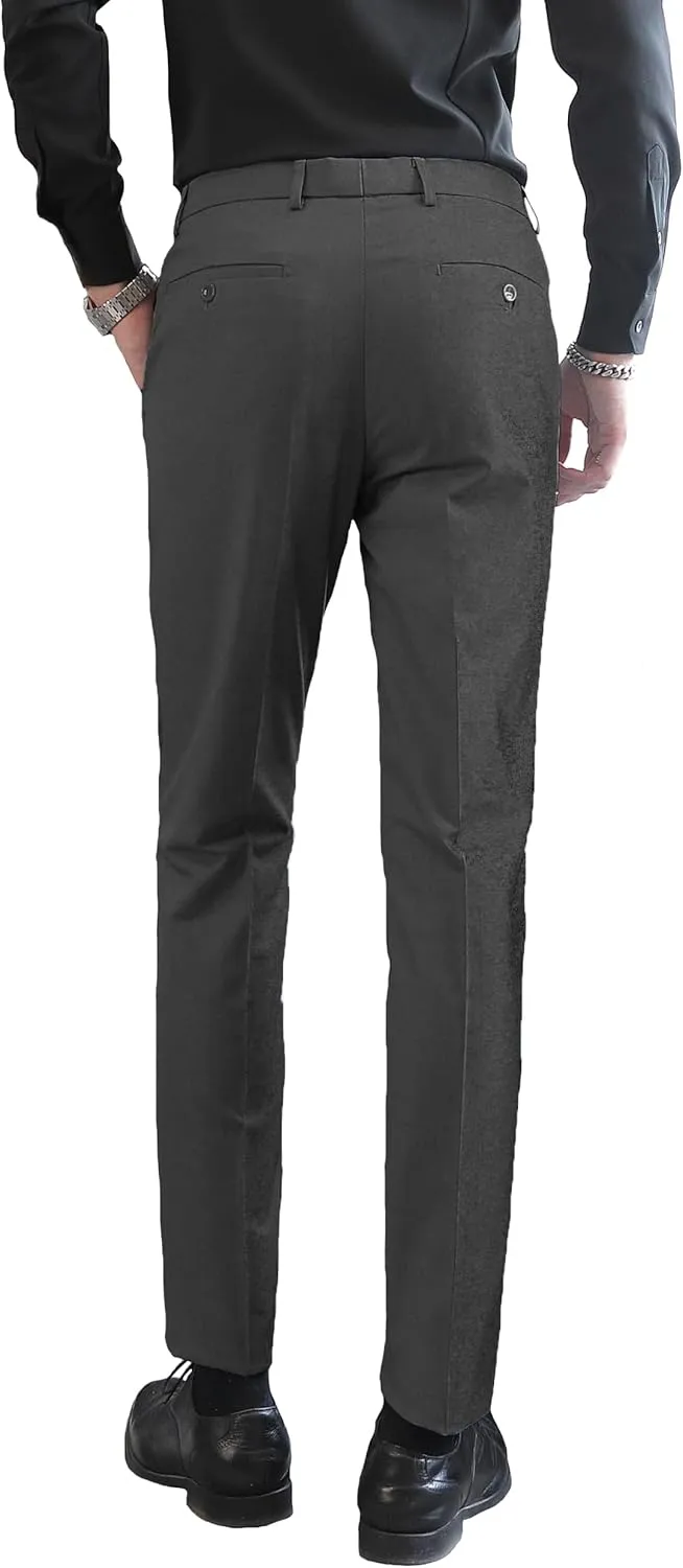 MOGU Mens Slim Fit Front Flat Casual Pants