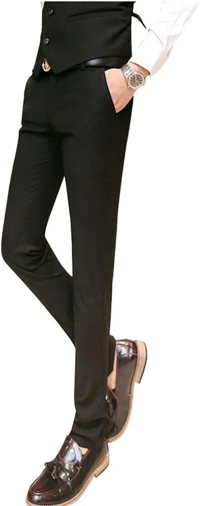 MOGU Mens Slim Fit Front Flat Casual Pants